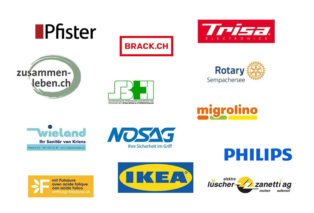 Logos der Sponsoren von ParaWG, die Wohngemeinschaft für junge Rollstuhlfahrer*innen