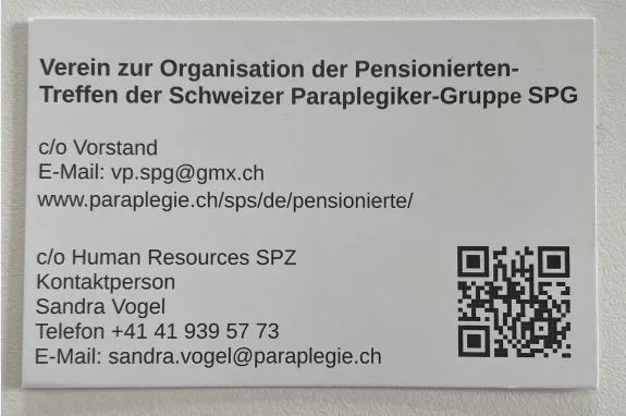 Kontaktdaten, Verein zur Organisation der Pensionierten-Treffen SPG