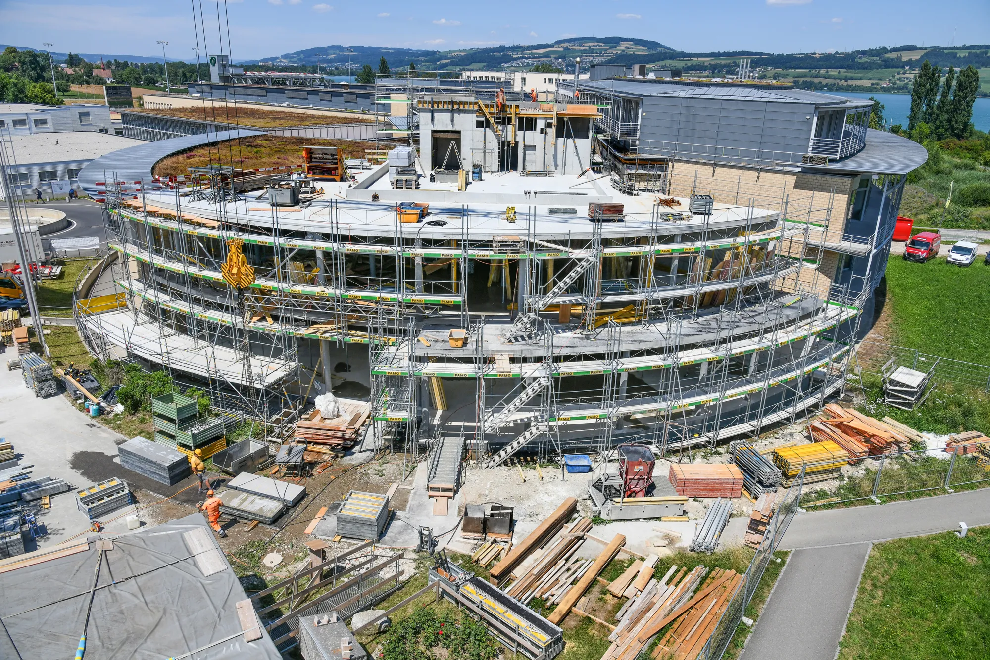 Die Baustelle des Besucherzentrums im Juli 2018