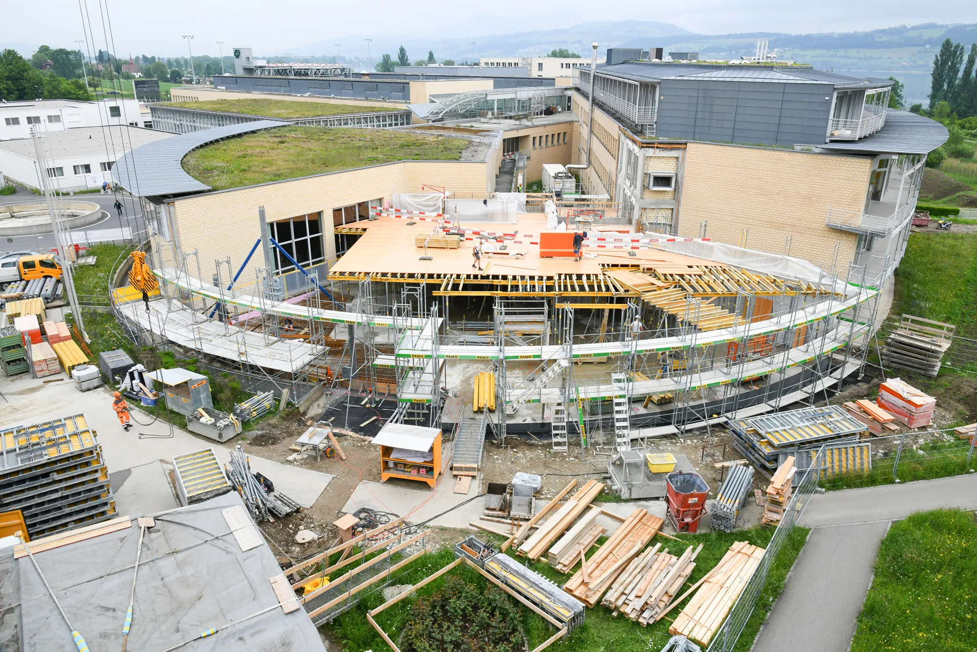 Die Baustelle des Besucherzentrums im Mai 2018