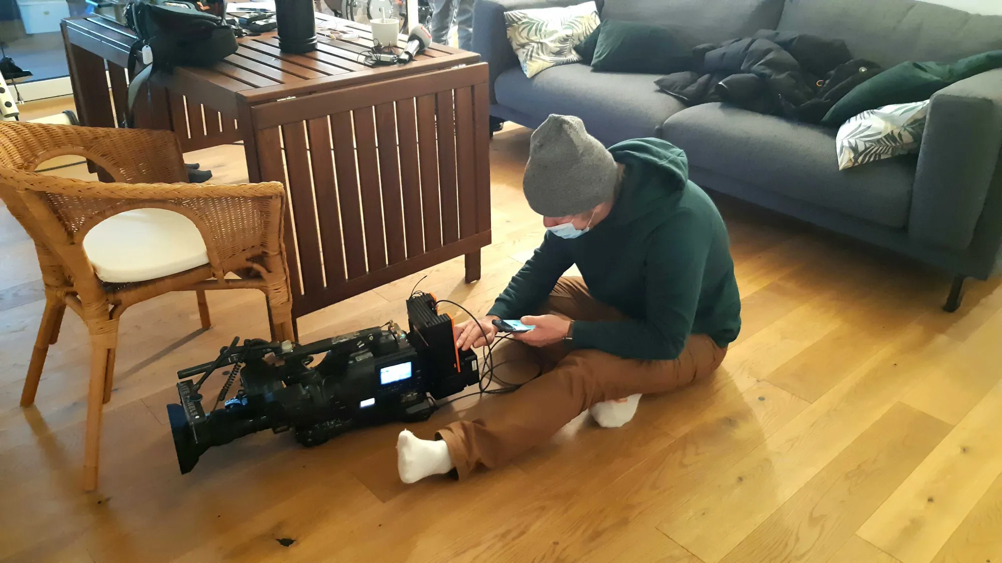 La caméra est préparée pour la transmission en direct
