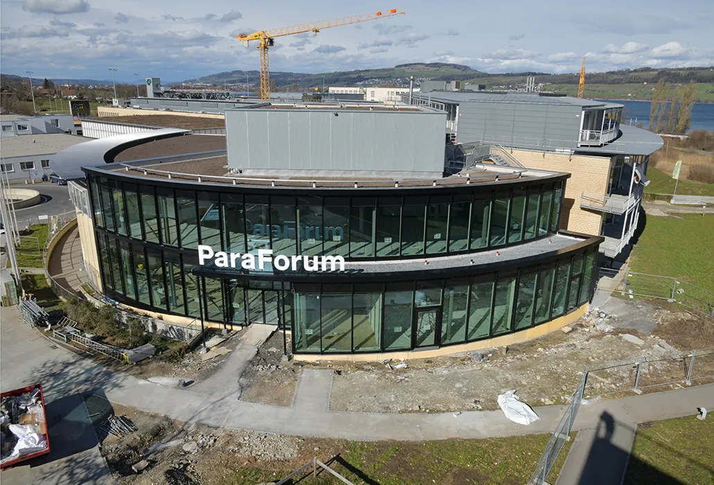 Die Baustelle des Besucherzentrums im März 2019